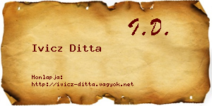 Ivicz Ditta névjegykártya